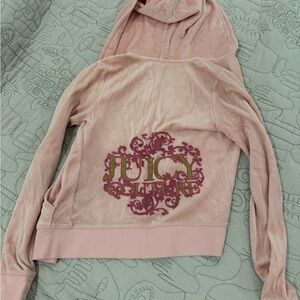 Juicy Couture Blush Pink Velour Zip Hoodie with Gold Zip